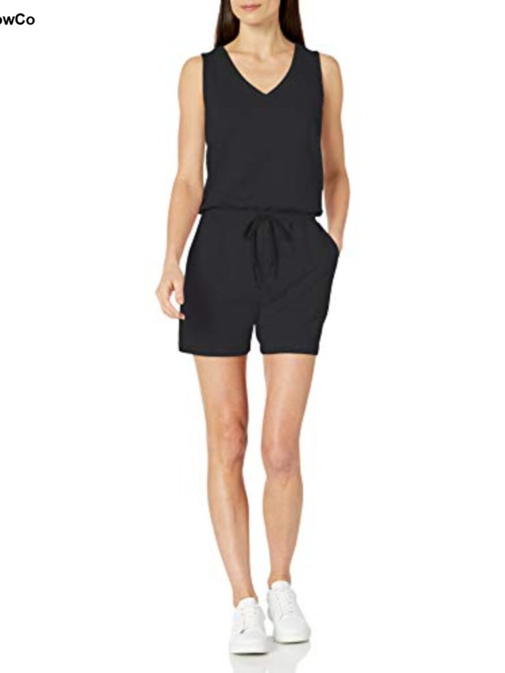 Studio Terry Fleece V Neck Romper Womens Sleeveless Lounge Exercise